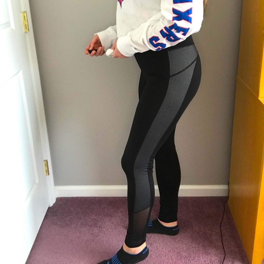 Aerie Full Length Black Mesh Panel Leggings